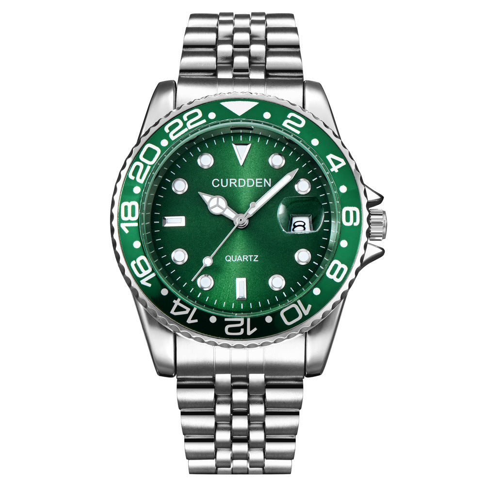 Men's Hip-Hop Steel Quartz Watch with Calendar