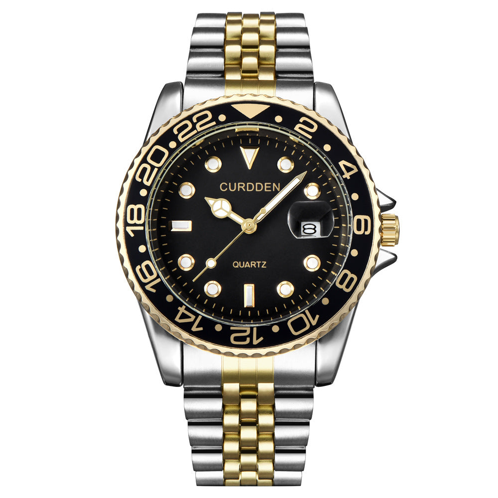 Men's Hip-Hop Steel Quartz Watch with Calendar