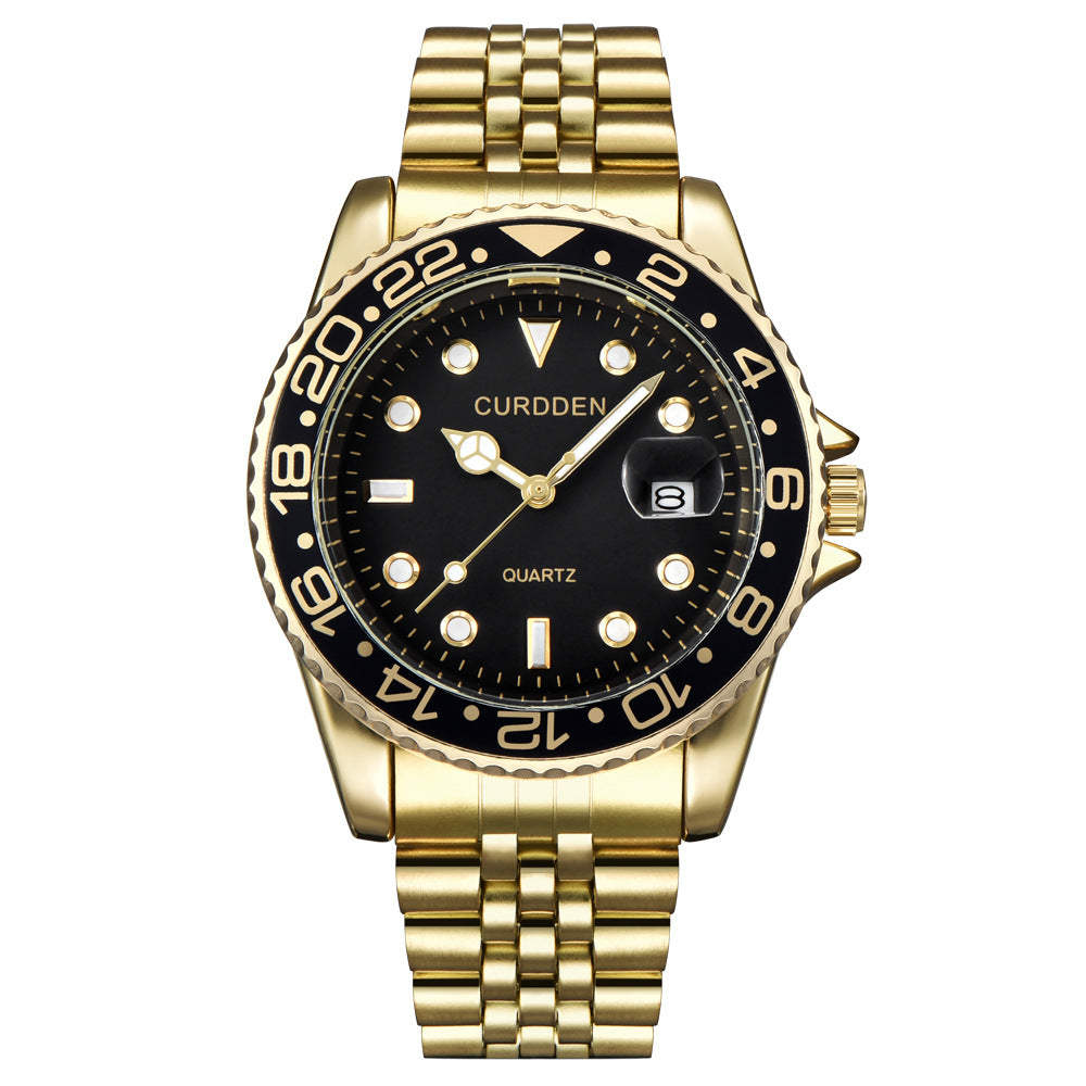 Men's Hip-Hop Steel Quartz Watch with Calendar