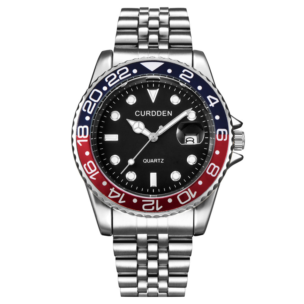 Men's Hip-Hop Steel Quartz Watch with Calendar