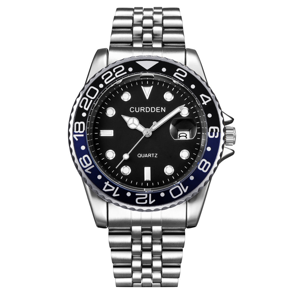 Men's Hip-Hop Steel Quartz Watch with Calendar
