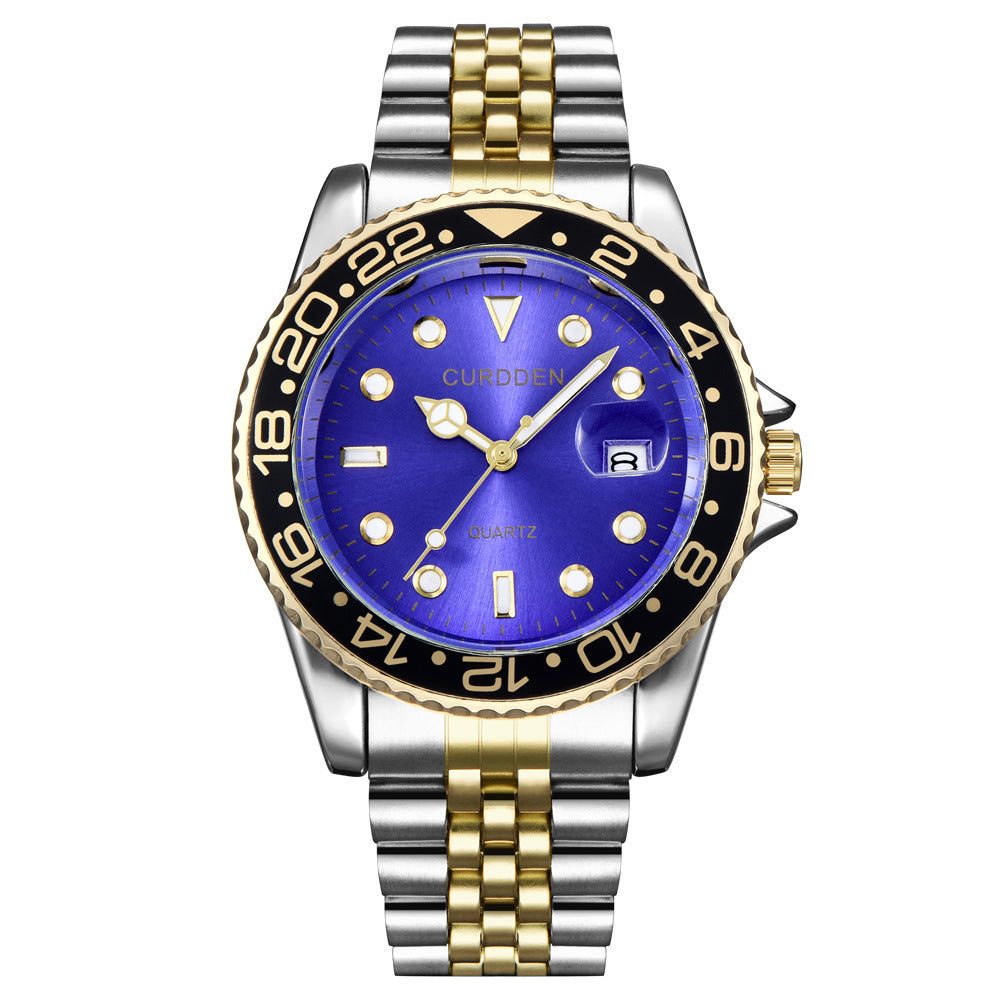 Men's Hip-Hop Steel Quartz Watch with Calendar
