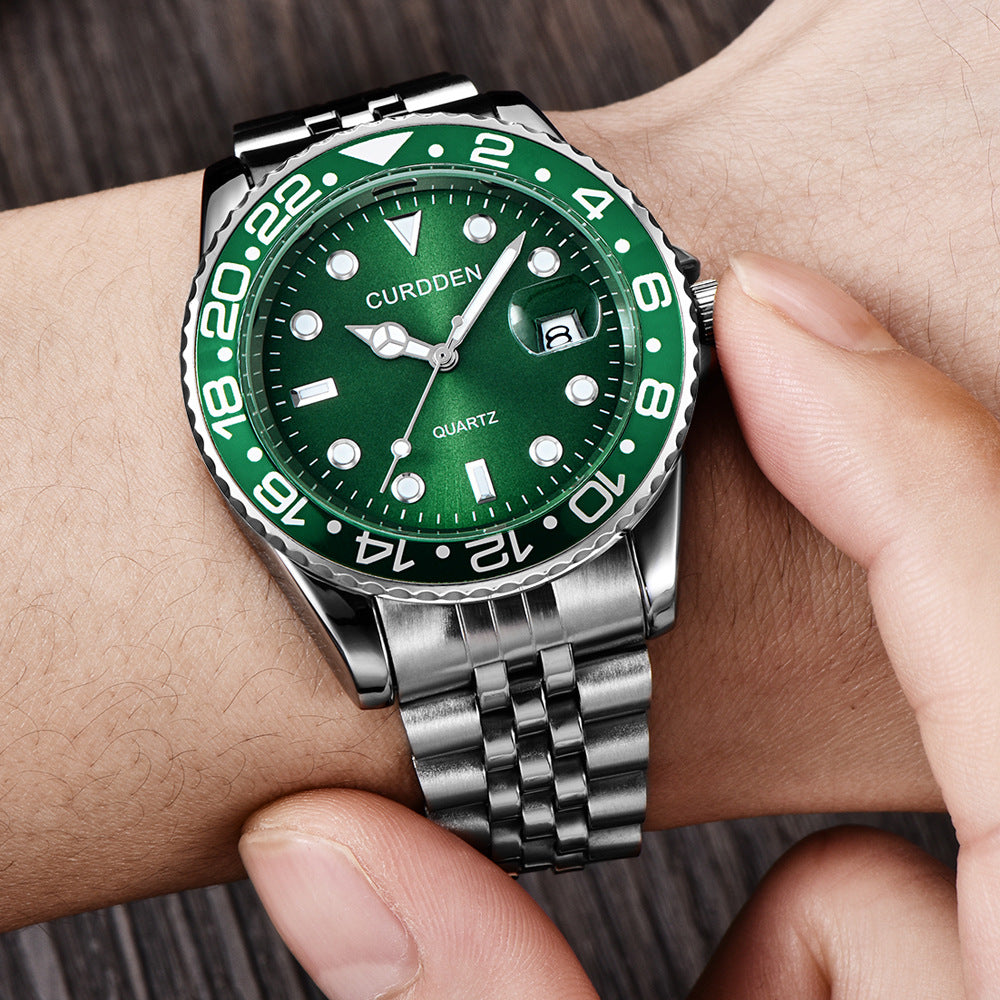Men's Hip-Hop Steel Quartz Watch with Calendar