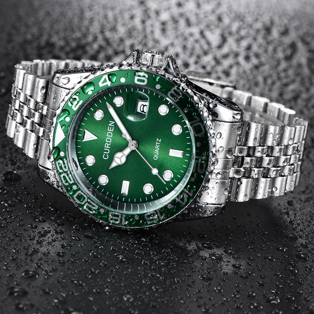 Men's Hip-Hop Steel Quartz Watch with Calendar