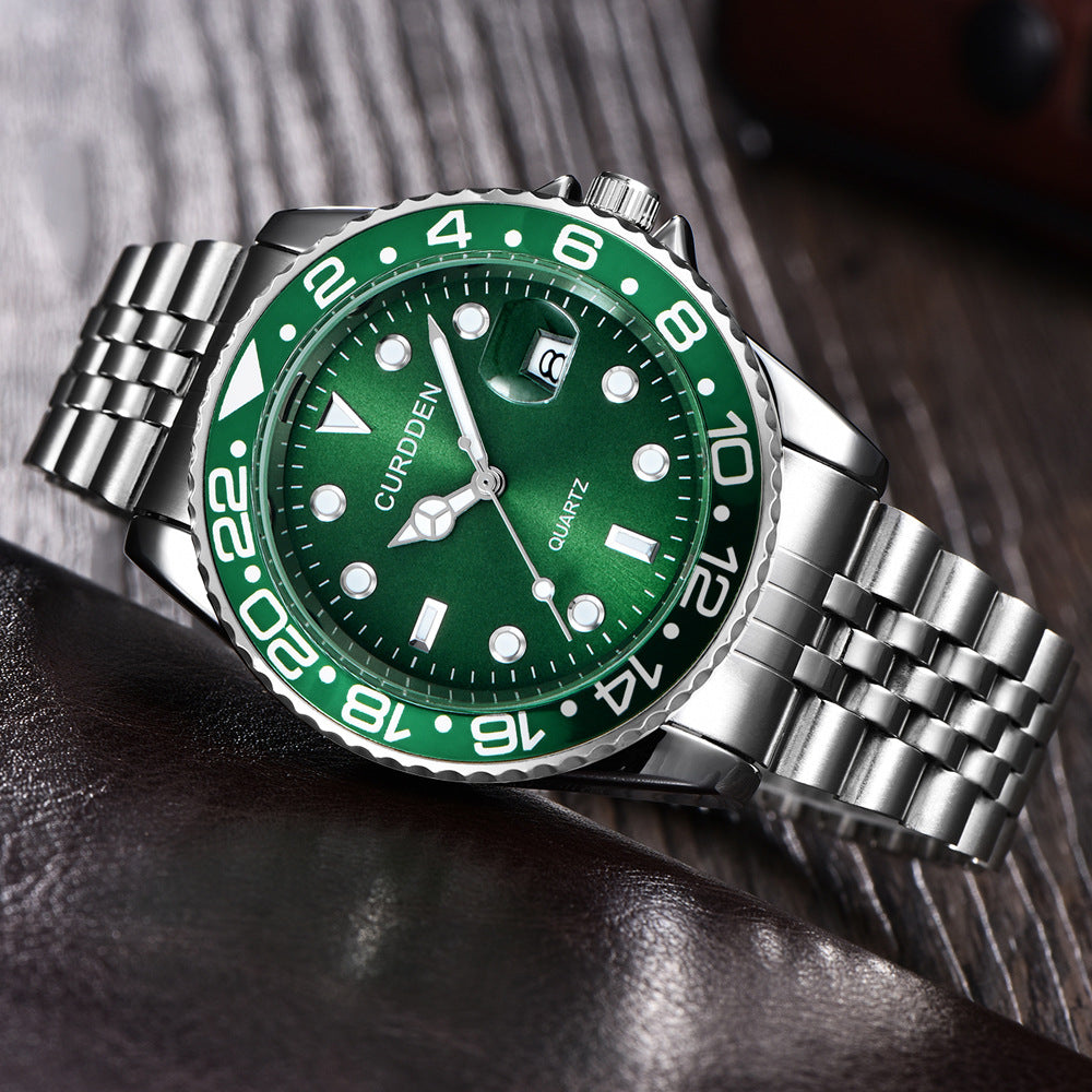 Men's Hip-Hop Steel Quartz Watch with Calendar