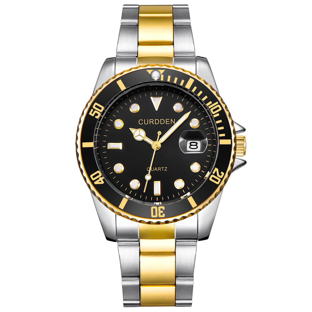 Men's Hip-Hop Steel Quartz Watch with Calendar