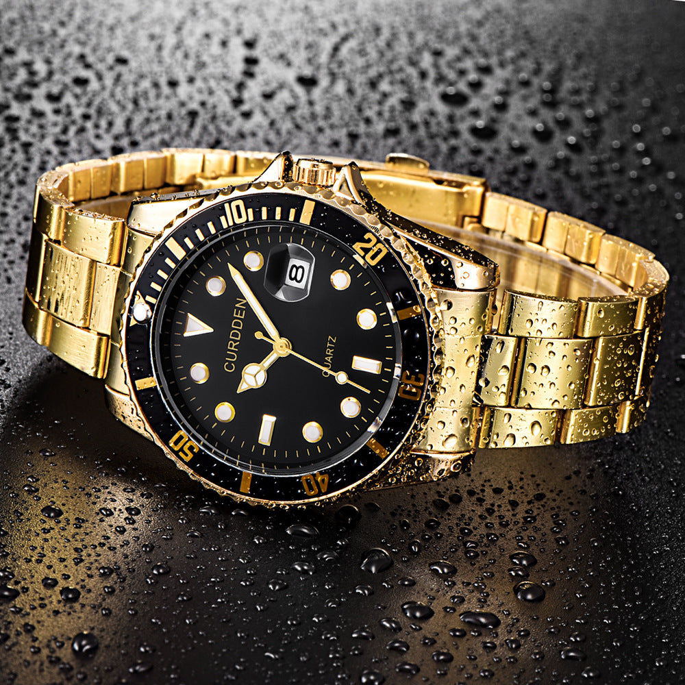 Men's Hip-Hop Steel Quartz Watch with Calendar