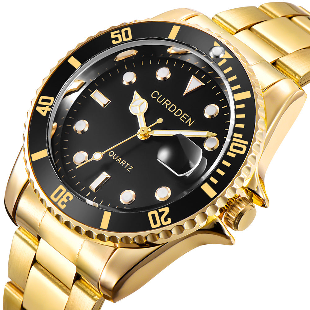 Men's Hip-Hop Steel Quartz Watch with Calendar