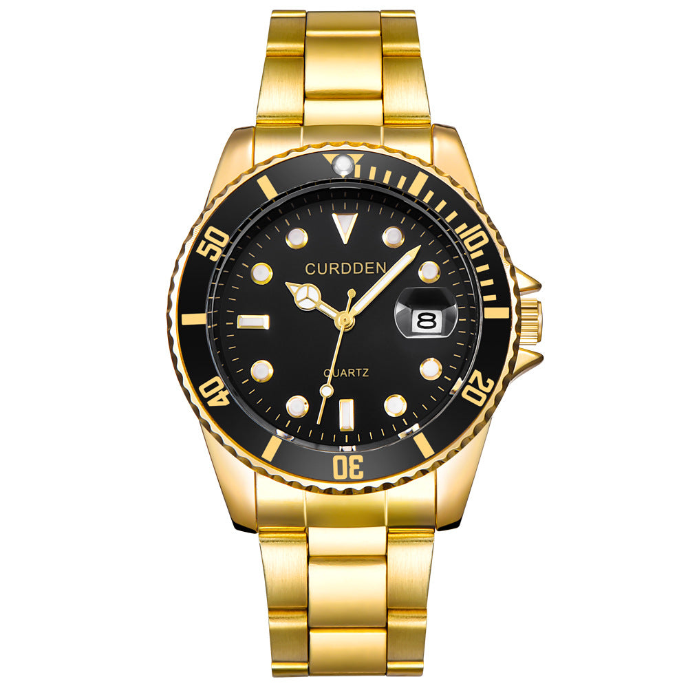 Men's Hip-Hop Steel Quartz Watch with Calendar