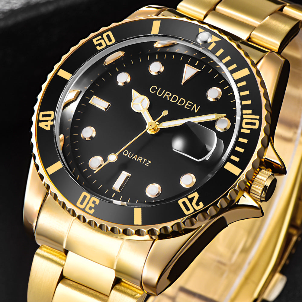 Men's Hip-Hop Steel Quartz Watch with Calendar