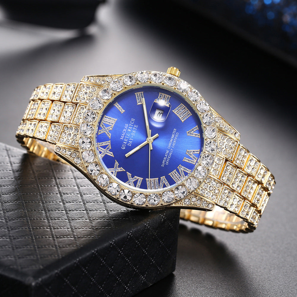 16-Piece Diamond Watch & Cuban Bracelet Set