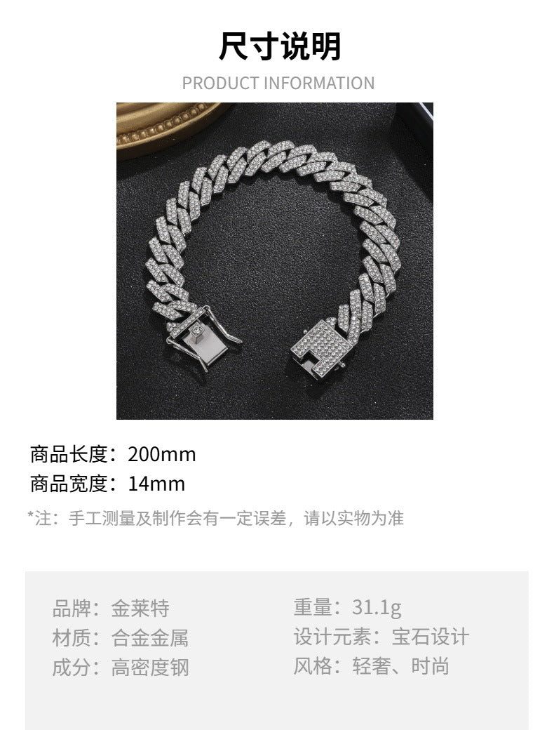 16-Piece Diamond Watch & Cuban Bracelet Set