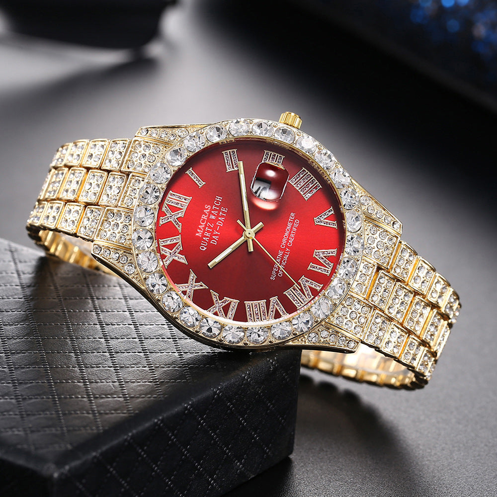 16-Piece Diamond Watch & Cuban Bracelet Set