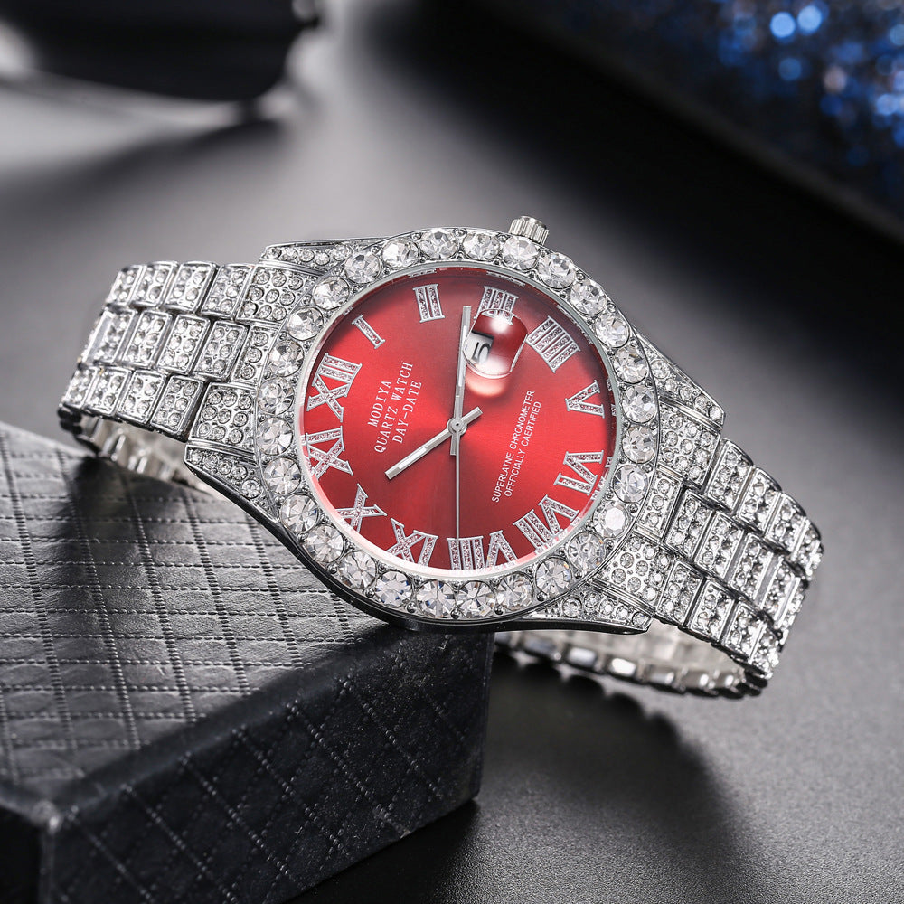 16-Piece Diamond Watch & Cuban Bracelet Set