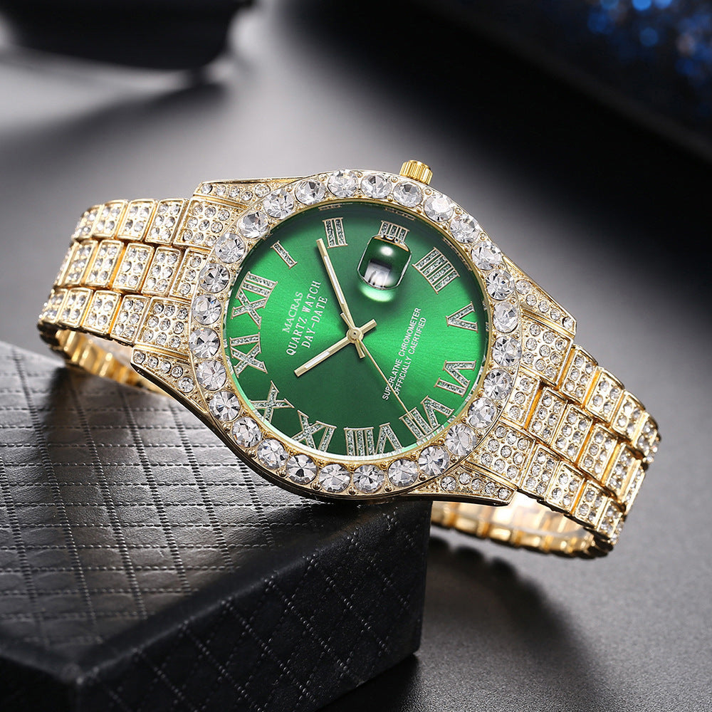 16-Piece Diamond Watch & Cuban Bracelet Set