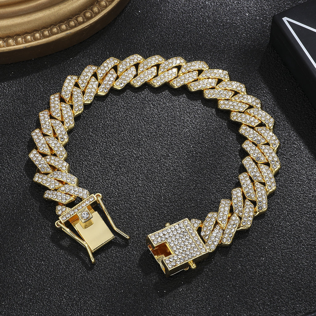 16-Piece Diamond Watch & Cuban Bracelet Set