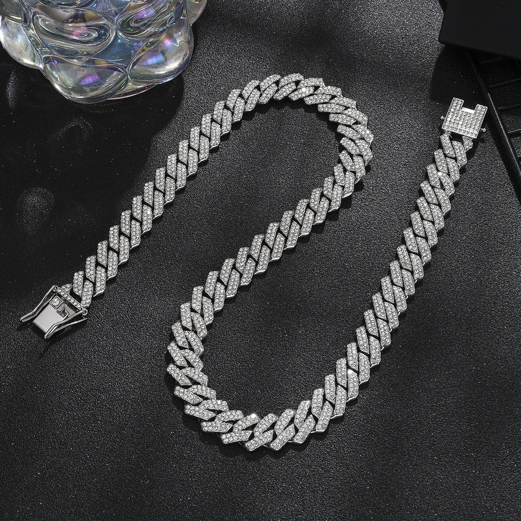 16-Piece Diamond Watch & Cuban Bracelet Set
