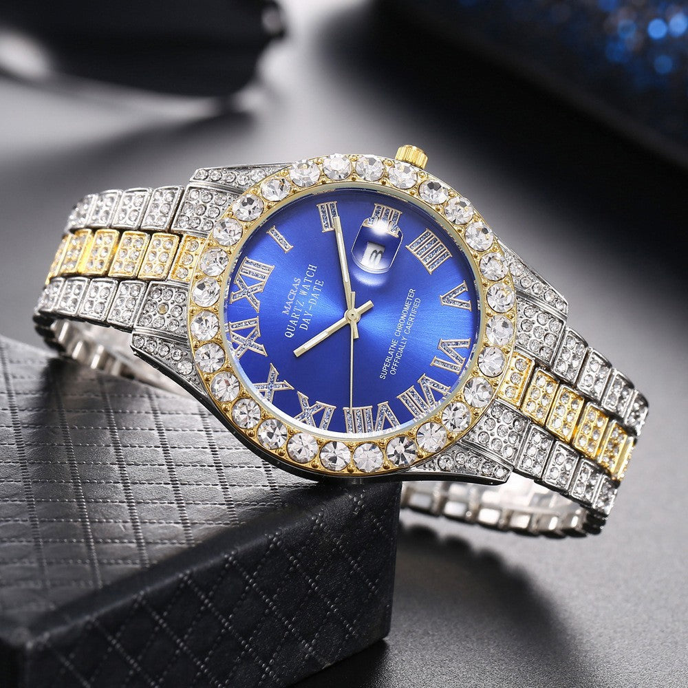 16-Piece Diamond Watch & Cuban Bracelet Set
