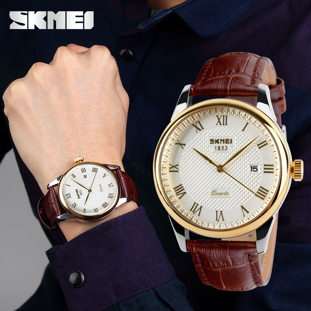 Classic Retro Couple's Watch — His & Hers, Genuine Leather Band