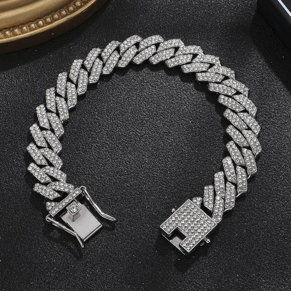 16-Piece Diamond Watch & Cuban Bracelet Set