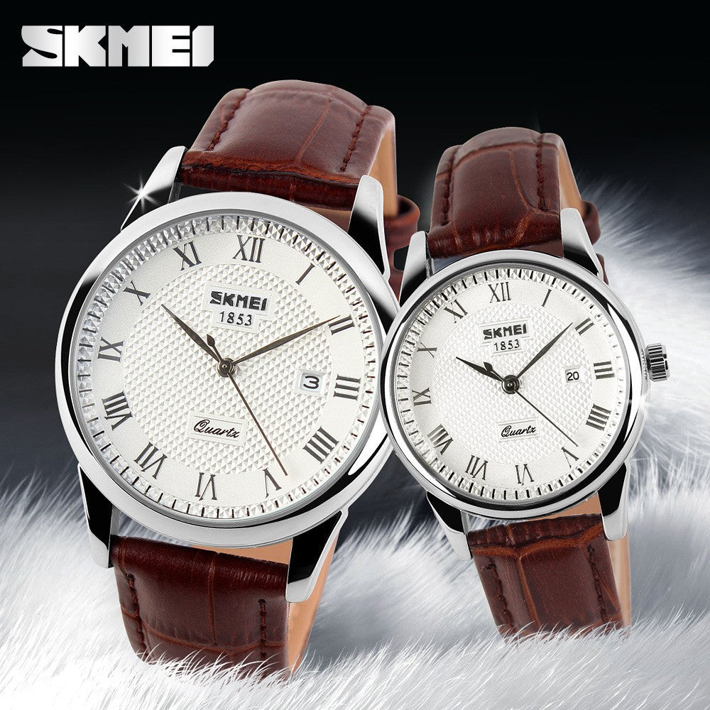 Classic Retro Couple's Watch — His & Hers, Genuine Leather Band