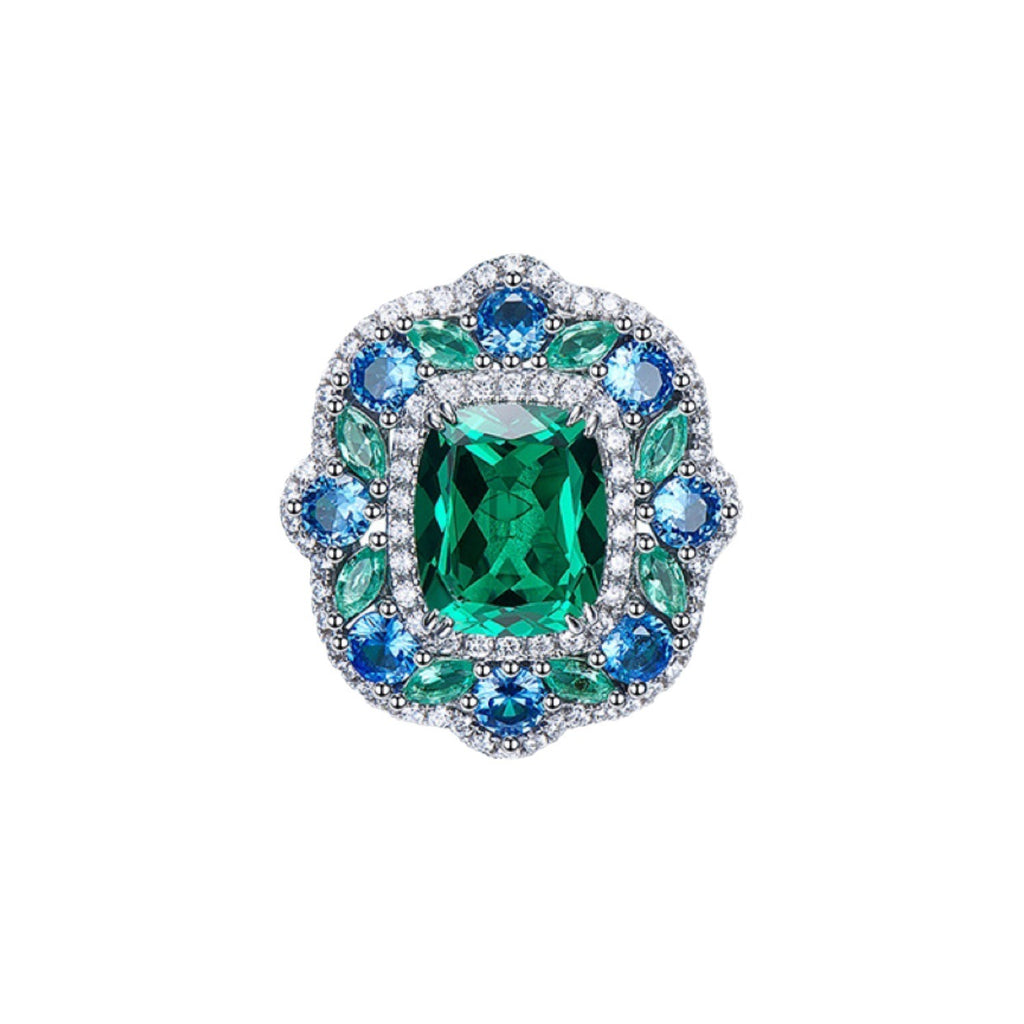Lab Emerald Jewelry Set – S925 Silver, Women's