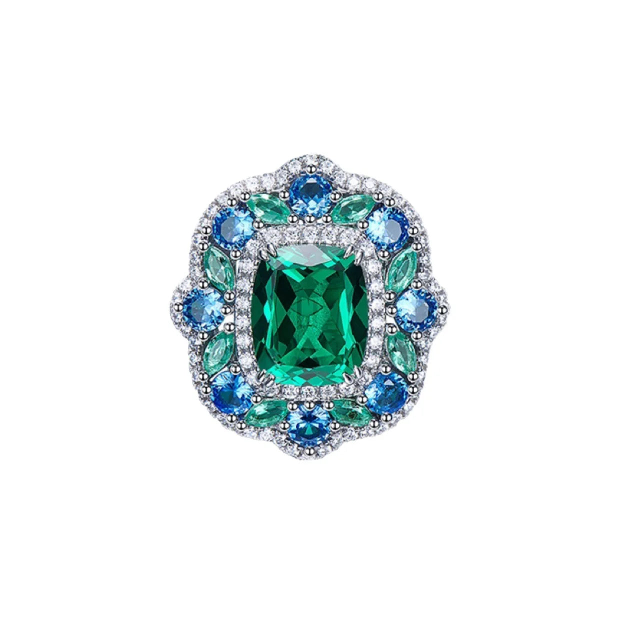 Lab Emerald Jewelry Set – S925 Silver, Women's