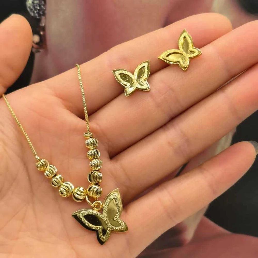 Italy Gold Plated Jewelry Set – Earrings & Necklace