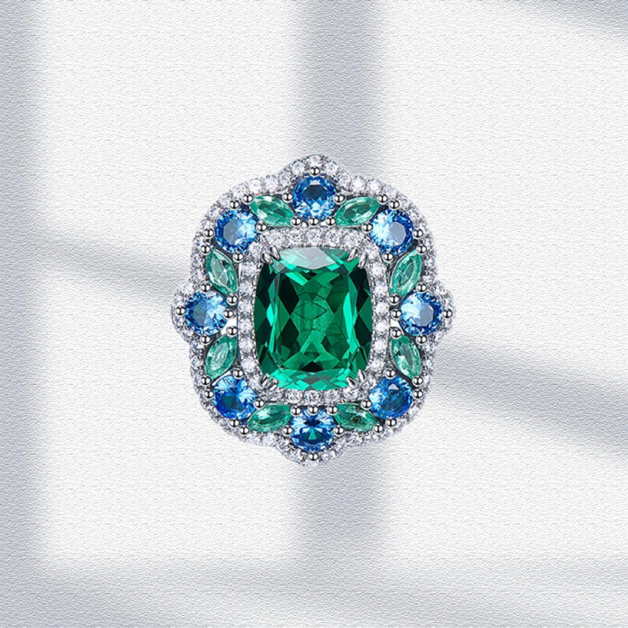 Lab Emerald Jewelry Set – S925 Silver, Women's