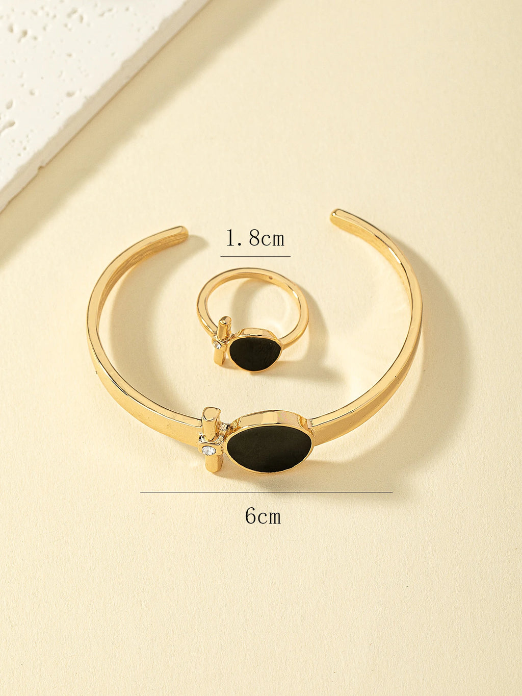 Layered Bracelet & Ring Set, Gold-Tone