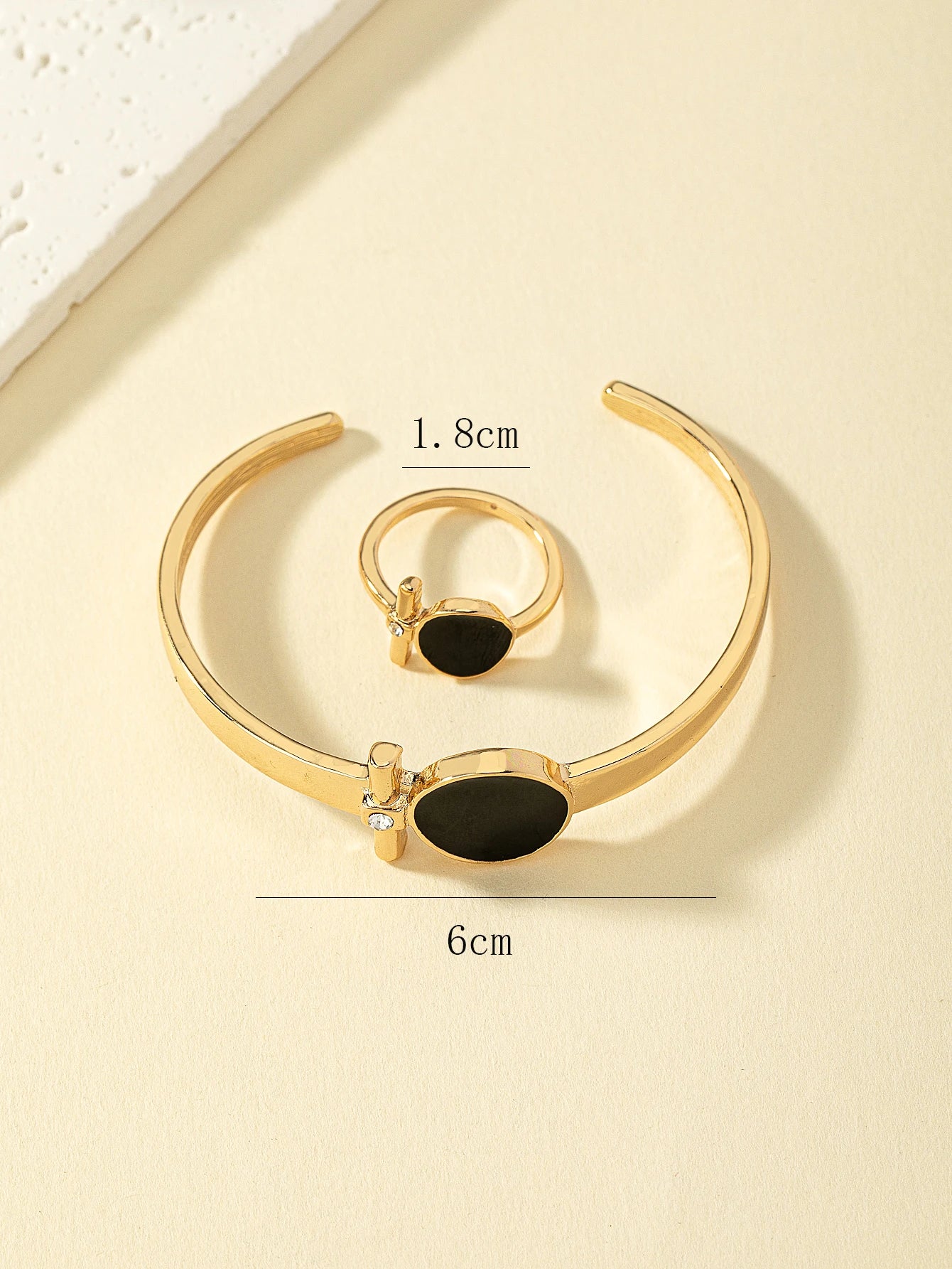 Layered Bracelet & Ring Set, Gold-Tone