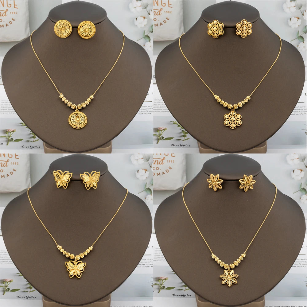 Italy Gold Plated Jewelry Set – Earrings & Necklace