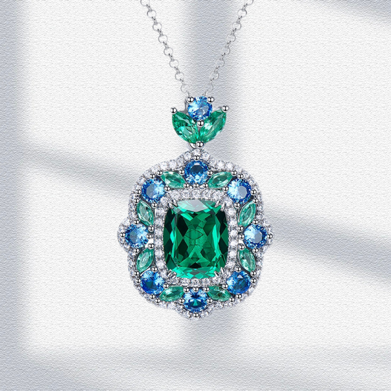 Lab Emerald Jewelry Set – S925 Silver, Women's