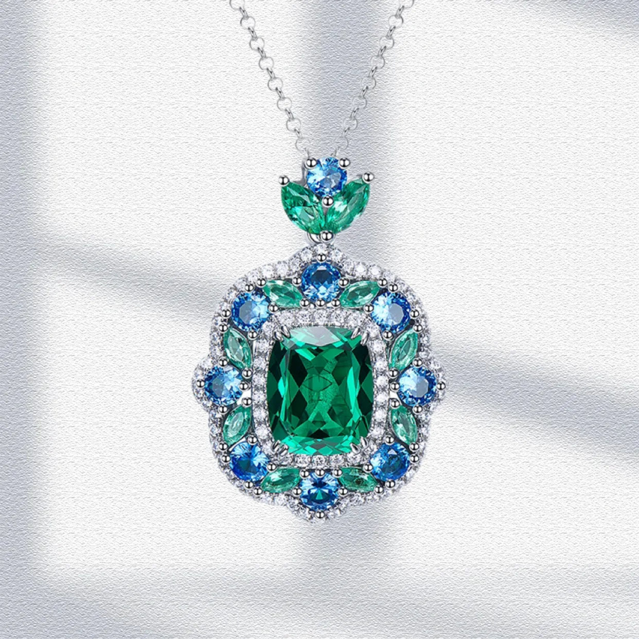 Lab Emerald Jewelry Set – S925 Silver, Women's