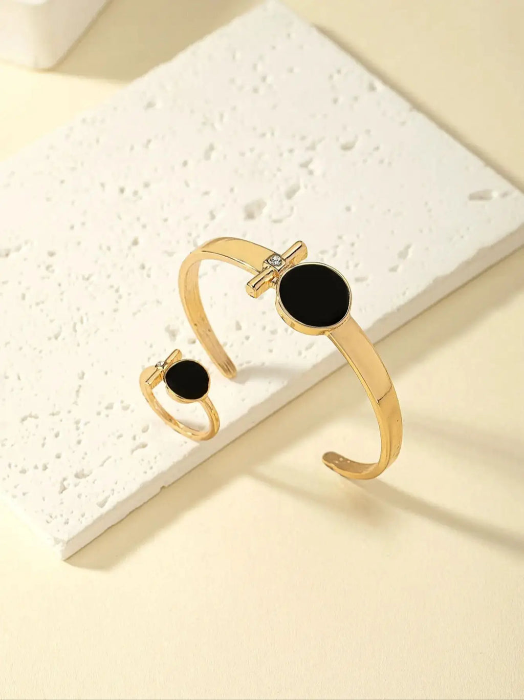 Layered Bracelet & Ring Set, Gold-Tone