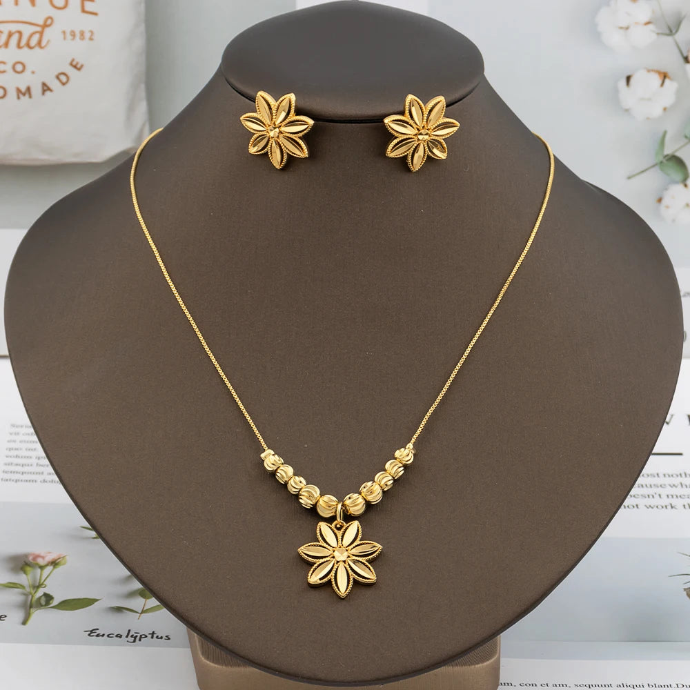 Italy Gold Plated Jewelry Set – Earrings & Necklace