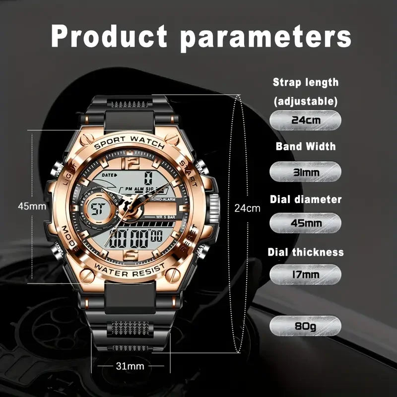 Men's Digital Military Sport Watch, LED Display
