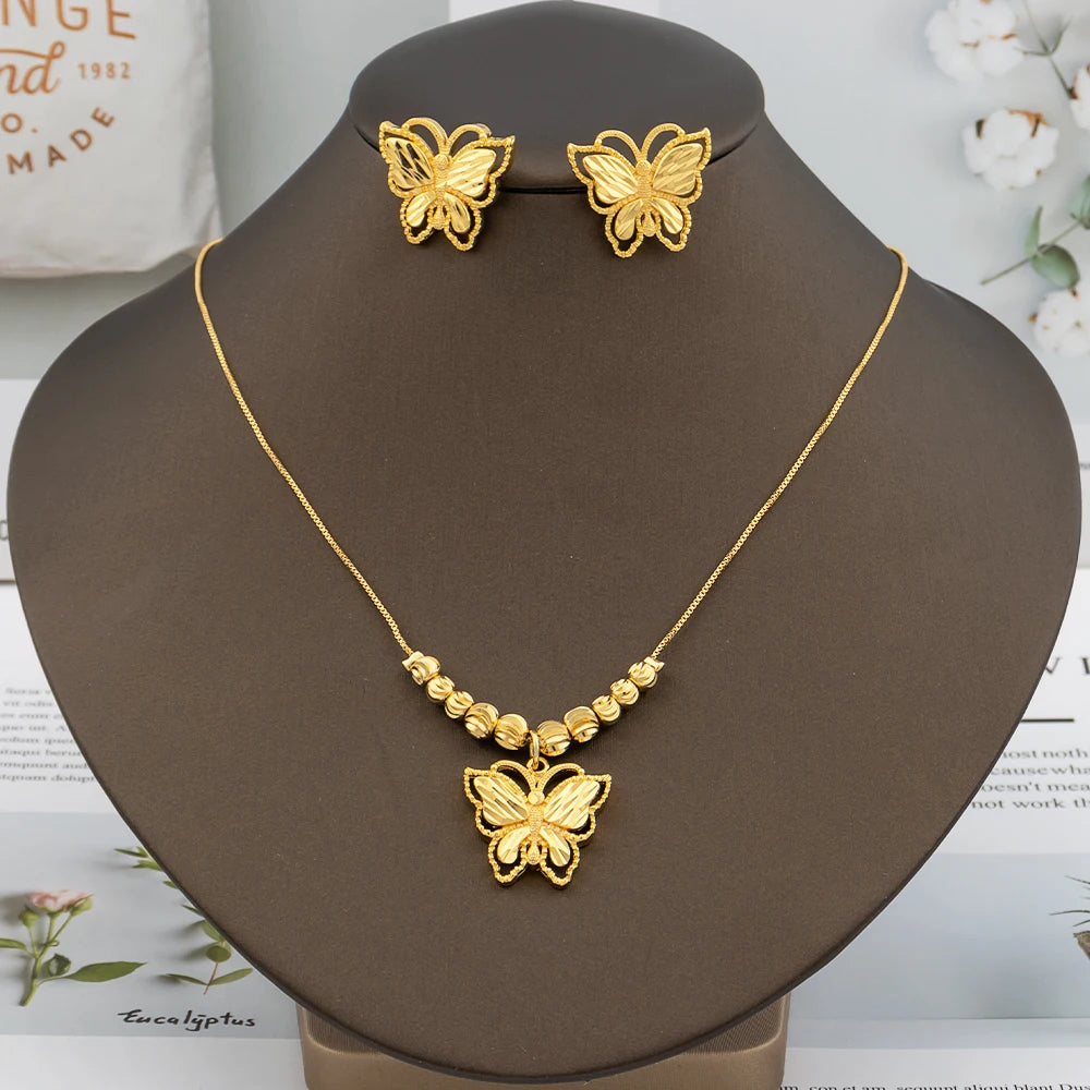 Italy Gold Plated Jewelry Set – Earrings & Necklace