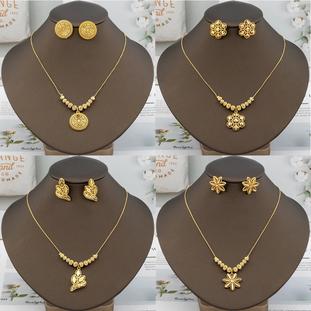 Italy Gold Plated Jewelry Set – Earrings & Necklace