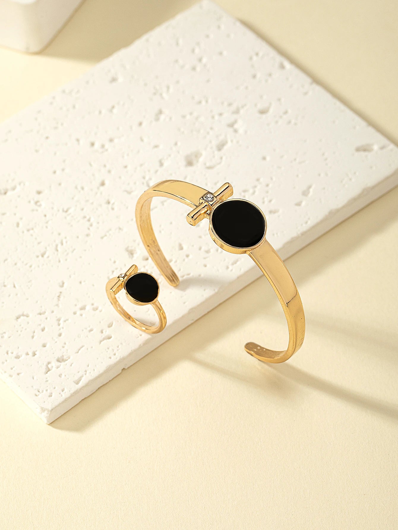 Layered Bracelet & Ring Set, Gold-Tone