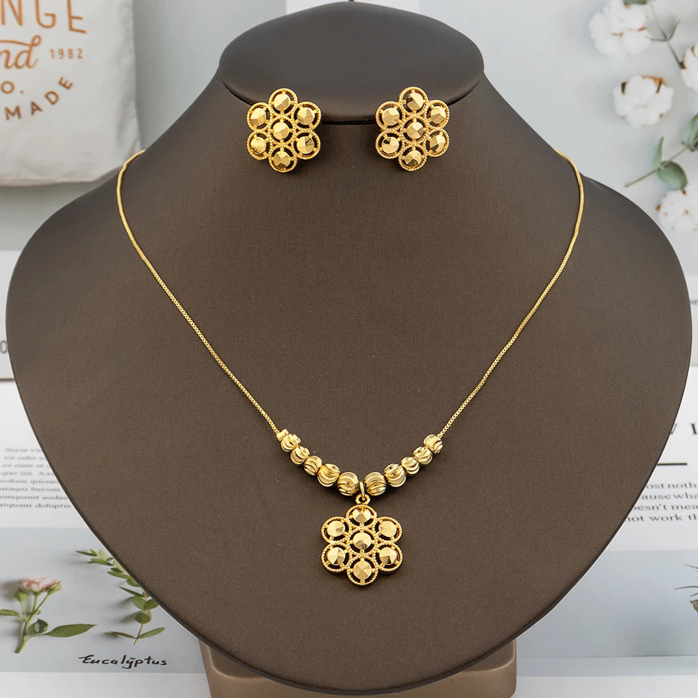 Italy Gold Plated Jewelry Set – Earrings & Necklace