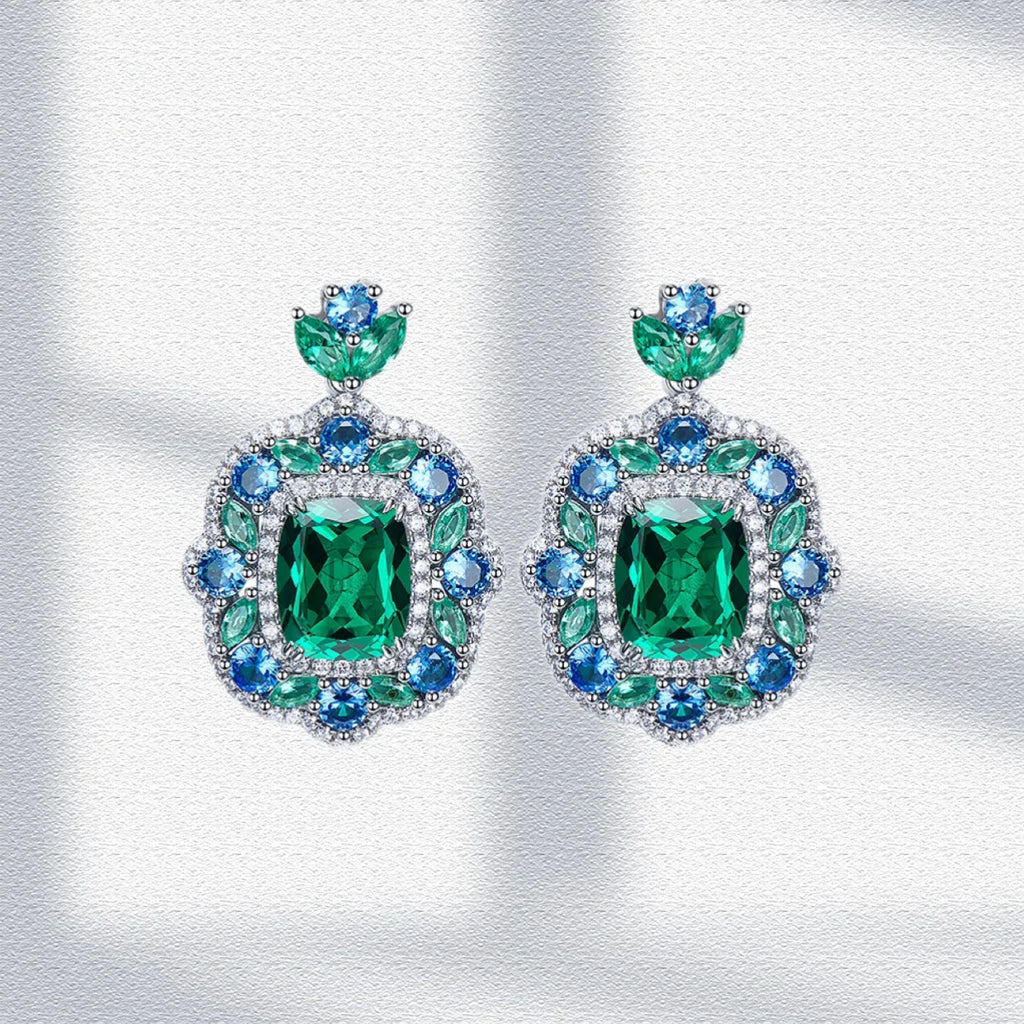 Lab Emerald Jewelry Set – S925 Silver, Women's