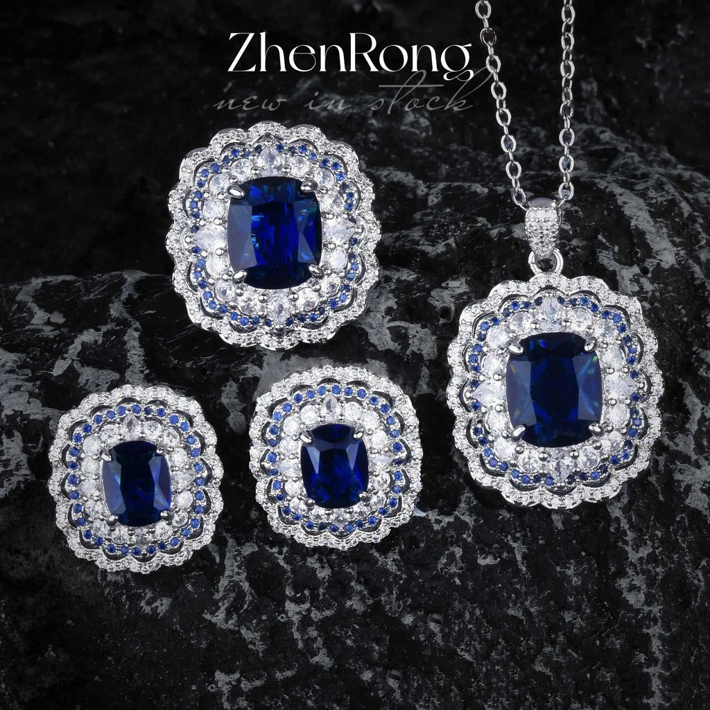 Royal Sapphire-Style Wedding Jewelry Set