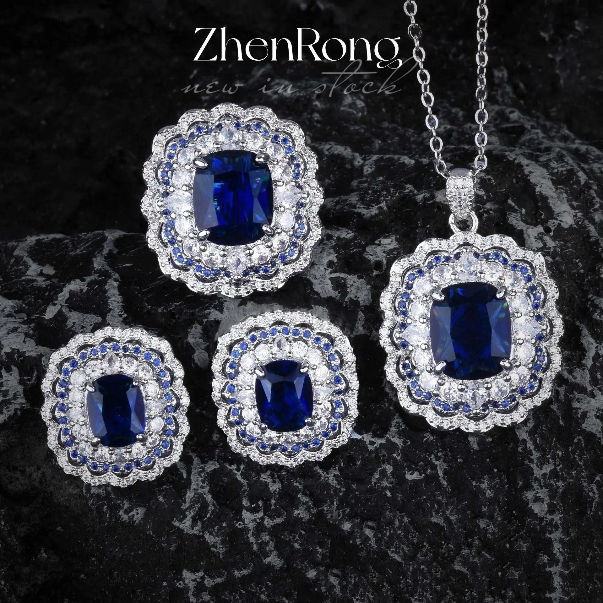 Royal Sapphire-Style Wedding Jewelry Set