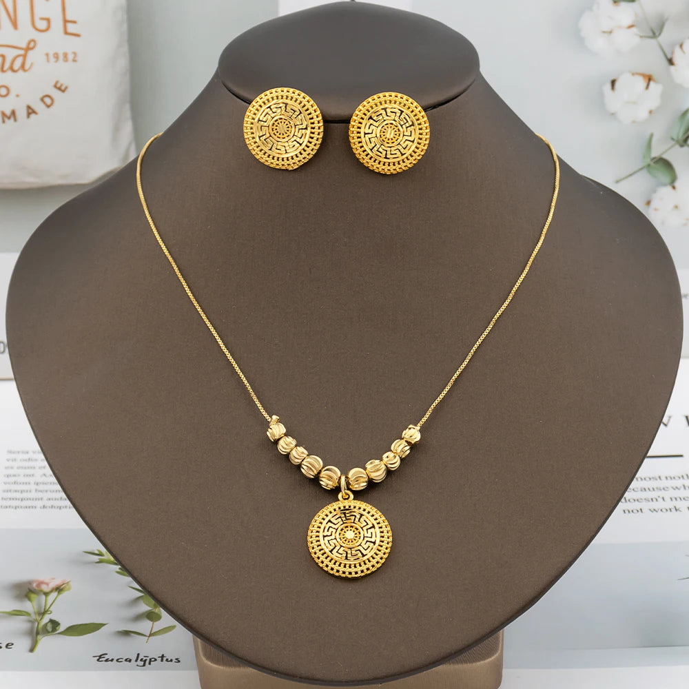 Italy Gold Plated Jewelry Set – Earrings & Necklace