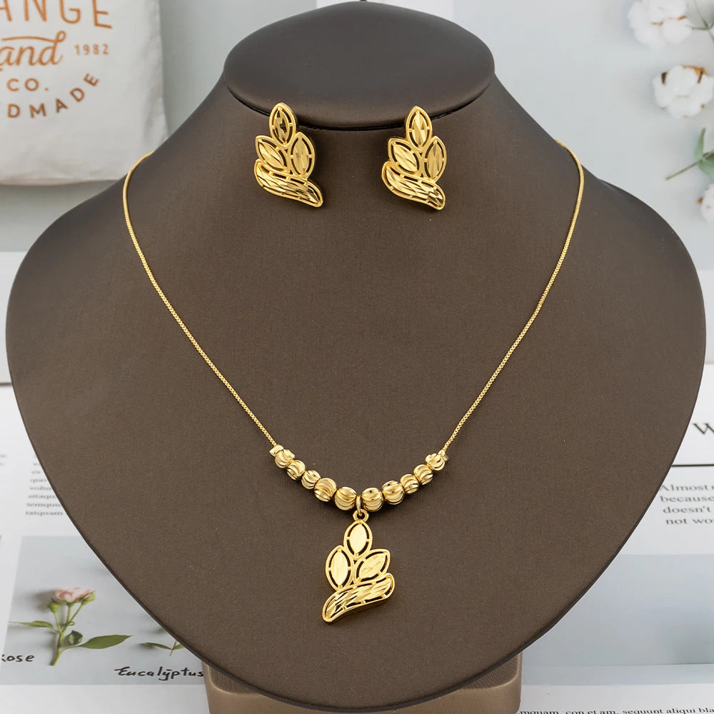 Italy Gold Plated Jewelry Set – Earrings & Necklace