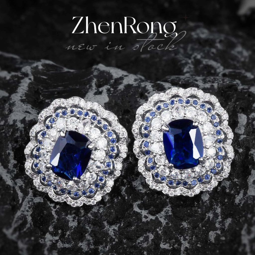 Royal Sapphire-Style Wedding Jewelry Set